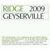 Ridge Geyserville (1.5 Liter Magnum) 2009 Front Label