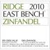 Ridge East Bench Zinfandel 2010 Front Label