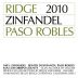 Ridge Paso Robles Zinfandel 2010 Front Label