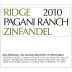 Ridge Pagani Ranch Zinfandel 2010 Front Label