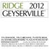 Ridge Geyserville 2012 Front Label