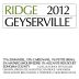 Ridge Geyserville (375ML half-bottle) 2012 Front Label