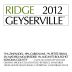 Ridge Geyserville (3 Liter Bottle) 2012 Front Label