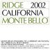 Ridge Monte Bello 2002 Front Label