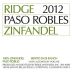Ridge Paso Robles Zinfandel 2012 Front Label