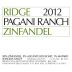 Ridge Pagani Ranch Zinfandel 2012 Front Label