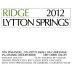 Ridge Lytton Springs Red Blend 2012 Front Label