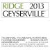 Ridge Geyserville 2013 Front Label