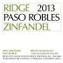 Ridge Paso Robles Zinfandel 2013 Front Label