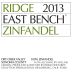 Ridge East Bench Zinfandel 2013 Front Label