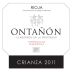Bodegas Ontanon Crianza 2011 Front Label