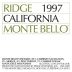 Ridge Monte Bello 1997 Front Label