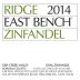 Ridge East Bench Zinfandel 2014 Front Label