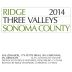 Ridge Three Valleys Red 2014 Front Label