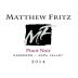 Matthew Fritz Pinot Noir 2014 Front Label