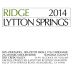 Ridge Lytton Springs Red Blend 2014 Front Label