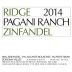 Ridge Pagani Ranch Zinfandel 2014 Front Label