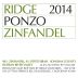 Ridge Ponzo Zinfandel 2014 Front Label