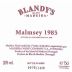 Blandy's Vintage Malmsey Madeira 1985 Front Label