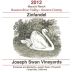 Joseph Swan Mancini Zinfandel 2012 Front Label