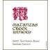 Matanzas Creek Bennett Valley Sauvignon Blanc 2007 Front Label