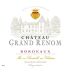Antoine Moueix Bordeaux Chateau Grand Renom 2014 Front Label