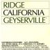 Ridge Geyserville 1998 Front Label