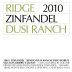 Ridge Dusi Ranch Zinfandel 2010 Front Label
