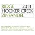 Ridge Hooker Creek Zinfandel 2013 Front Label
