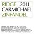 Ridge Carmichael Zinfandel 2011 Front Label