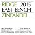 Ridge East Bench Zinfandel 2015 Front Label