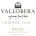 Bodegas Vallobera Crianza 2010 Front Label