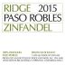 Ridge Paso Robles Zinfandel 2015 Front Label