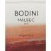 Bodini Malbec 2016 Front Label