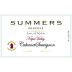 Summers Estate Calistoga Reserve Cabernet Sauvignon 2013 Front Label
