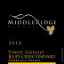 Middle Ridge Winery Blue's Creek Vineyard Pinot Grigio 2010 Front Label