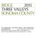 Ridge Three Valleys Red 2015 Front Label
