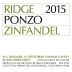 Ridge Ponzo Zinfandel 2015 Front Label