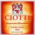 Ciotti Cellars Cinquanta Cinquanta Red 2012 Front Label