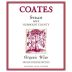 Coates Vineyards Organic Syrah 2012 Front Label