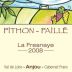 Pithon-Paille Anjou La Fresnaye Rouge 2008 Front Label