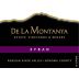 De La Montanya Winery Estate Vineyard Syrah 2014 Front Label