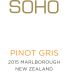 Soho Wine Co. White Collection Pinot Gris 2015 Front Label