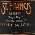St. Francis King's Ridge Vineyard Reserve Cabernet Sauvignon 1996 Front Label