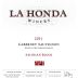 La Honda Winery Salinian Block Cabernet Sauvignon 2011 Front Label