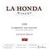 La Honda Winery Salinian Block Cabernet Sauvignon 2008 Front Label
