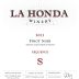 La Honda Winery Sequence Pinot Noir 2011 Front Label