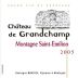 Chateau de Grandchamp Montagne-Saint-Emilion 2005 Front Label