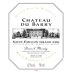 Vignobles Daniel Mouty Saint-Emilion Chateau du Barry Grand Cru 2012 Front Label