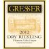 Gresser Vineyard Dry Riesling Vineyard Select 2012 Front Label